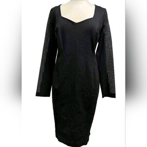 Lane Bryant - Black Long Sleeve Dress with metal sleeve detail Sz 28 NWT